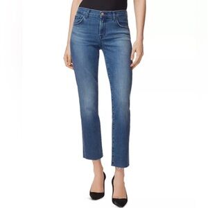 J Brand Adele Mid-Rise straight Jean with raw edge size 32